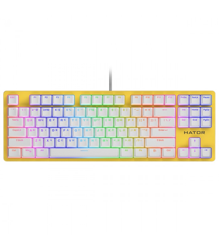 Клавіатура для ПК механічна Hator Rockfall 2 Mecha TKL Orange USB Yellow (HTK-722) Клавіатура для ПК механічна Hator Rockfall 2 Mecha TKL Orange USB Yellow (HTK-722)