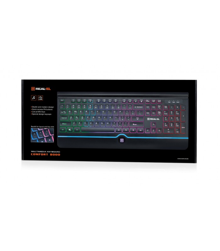 Клавіатура REAL-EL Comfort 8000 Backlit USB Black Клавіатура REAL-EL Comfort 8000 Backlit USB Black