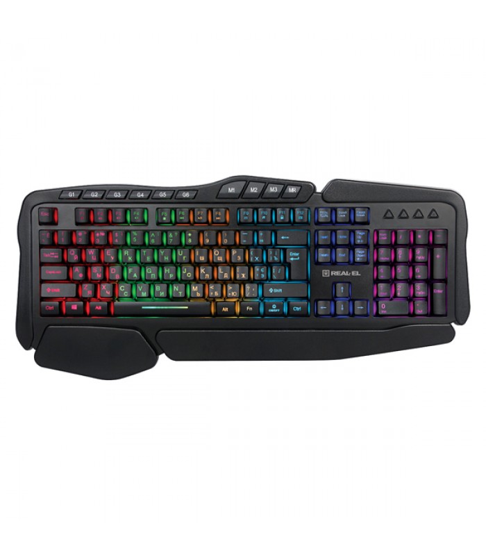 Клавіатура REAL-EL Gaming 8900 RGB Macro, USB Black з підсвічуванням