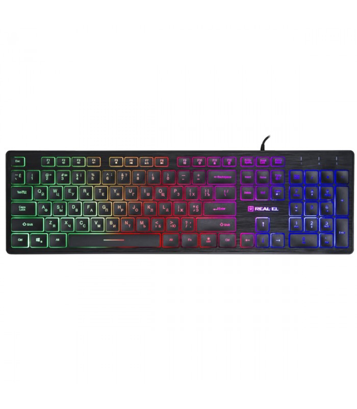 Клавіатура REAL-EL Comfort 7070 Backlit USB чорна з підсвічуванням Клавіатура REAL-EL Comfort 7070 Backlit USB чорна з підсвічуванням