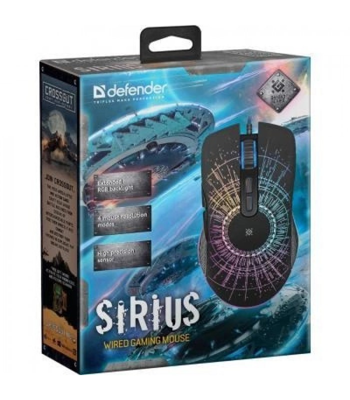 Компютерна мишка Defender Sirius GM-660L RGB чорна з підсвічуванням