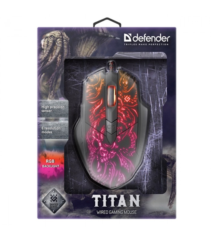 Мишка Defender Titan GM-650L оптична з RGB підсвічуванням чорна